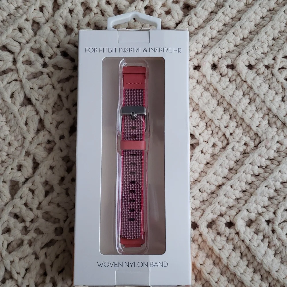 Fitbit Inspire & Inspire HR Red/Pink Woven Nylon Band - Picture 3 of 4